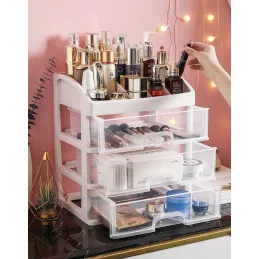 Organizator za kozmetiko CLEAR / Prozoren – bel