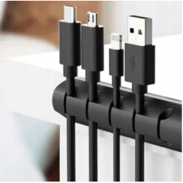 Samolepilno držalo za kable s 5 režami / Mat črna