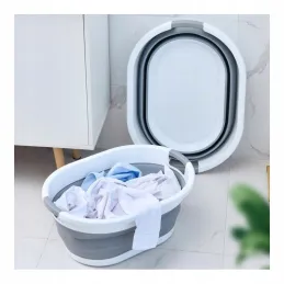 Silikonska košara za perilo LONNA 24 l / Bela