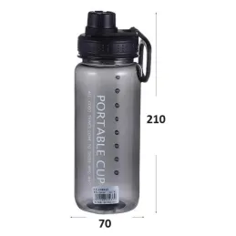Športna steklenica za vodo FITTNESS 600 ml / črna dimna