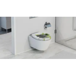 WC-deska z mehkim zapiranjem / Motiv črnih kamnov