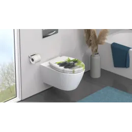 WC-deska z mehkim zapiranjem / Motiv črnih kamnov