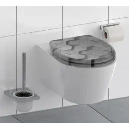 WC-deska z mehanizmom počasnega zapiranja / Motiv heksagon