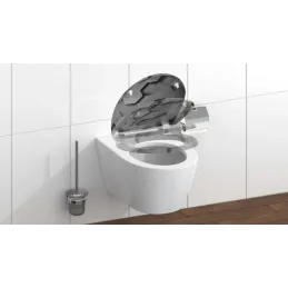 WC-deska z mehanizmom počasnega zapiranja / Motiv heksagon