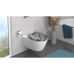 WC-deska z mehanizmom počasnega zapiranja / Motiv heksagon