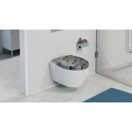 WC-deska z mehanizmom počasnega zapiranja / Motiv heksagon