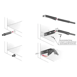 Bat z adapterjem K-PUSH za odpiranje brez ročajev – izjemno močan magnet / Bela