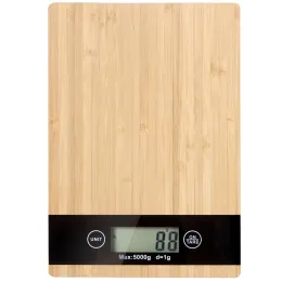 Kuhinjska tehtnica z LCD-prikazovalnikom, 5 kg / Bambusov les