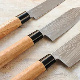 Komplet 3 japonskih kuhinjskih nožev DAMASCUS