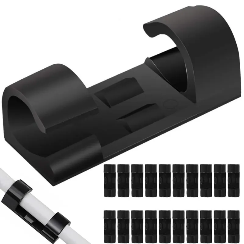 Set 20 samolepilnih držal za kable / mat črna