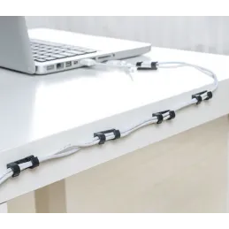 Set 20 samolepilnih držal za kable / mat črna