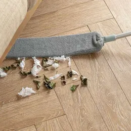 Teleskopska krpa za prah iz mikrovlaken z dvema nastavkoma / Siva