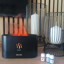 LED aromatični difuzor z učinkom ognja PROTO / Črn