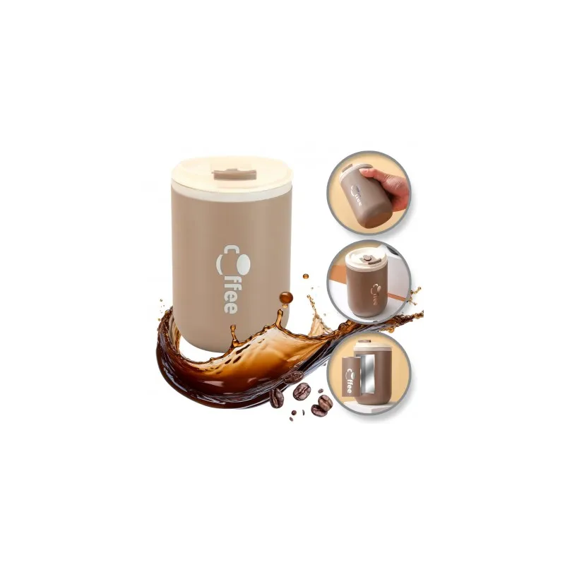 Dizajnerska termo steklenica s slamico GLAMM 500 ml / Rjava