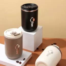 Dizajnerska termovka s slamico GLAMM 500 ml / Črna
