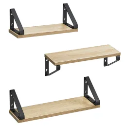 Komplet 3 polic REGALO Shelf / mat črna – svetel les