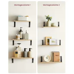 Komplet 3 polic REGALO Shelf / mat črna – svetel les