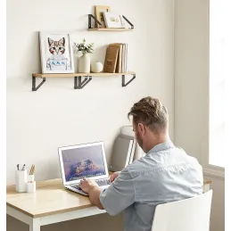 Komplet 3 polic REGALO Shelf / mat črna – svetel les