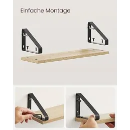 Komplet 3 polic REGALO Shelf / mat črna – svetel les