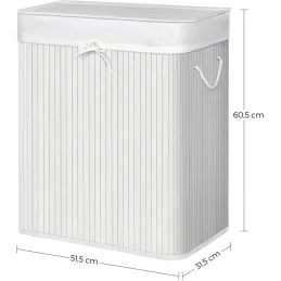 Košara za perilo GLAMUR 100 l / belo leseno ogledalo