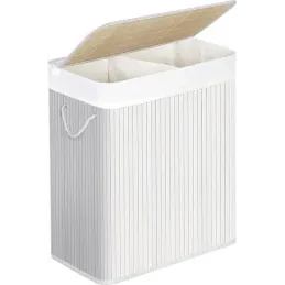 Košara za perilo GLAMUR 100 l / belo leseno ogledalo