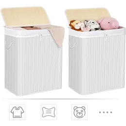 Košara za perilo GLAMUR 100 l / belo leseno ogledalo