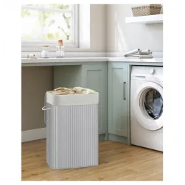 Košara za perilo GLAMUR 72 L / Siva