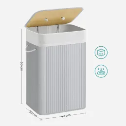 Košara za perilo GLAMUR 72 L / Siva