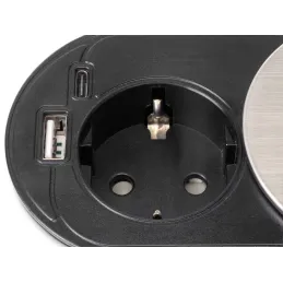 Električna vtičnica VERTIKAL FAT 1x230V + 2xUSB A+C SCHUKO / nerjavno jeklo