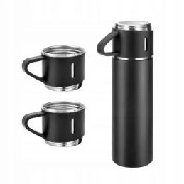Oblikovalska termovka s 3 skodelicami, 500 ml / mat črna