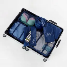 7-delni potovalni set za oblačila in kozmetiko TRAVEL / Modra