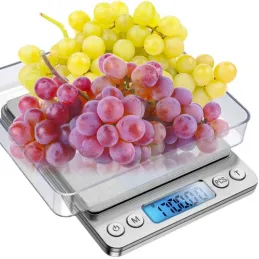 Kuhinjska tehtnica 2 kg z zaslonom in posodami / Nerjavno jeklo