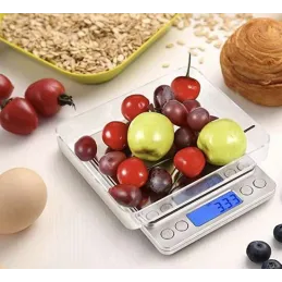 Kuhinjska tehtnica 2 kg z zaslonom in posodami / Nerjavno jeklo
