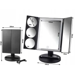 Kozmetično ogledalo z LED-osvetlitvijo ABSOLUNO / Mat črna