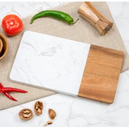 Rezalna deska MARBLE LUX / Naravni les + beli marmor