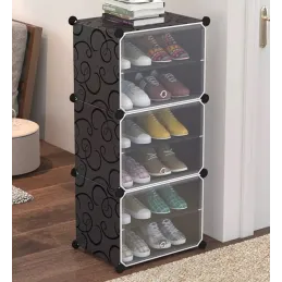 3-delni shranjevalni zaboj za čevlje MODULAR FASHION / Črna