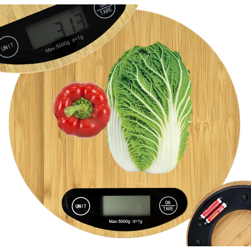 Kuhinjska tehtnica z LCD-zaslonom 5 kg OVAL / Bambusov les