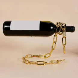 Stojalo za vino CHAIN / Zlata sijajna
