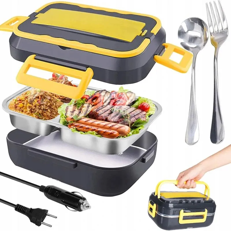 Električna posoda za kosilo z ogrevanjem LUNCHBOX / črna – rumena
