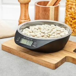 Dizajnerska kuhinjska tehtnica 5 kg s posodo TARE / Črna