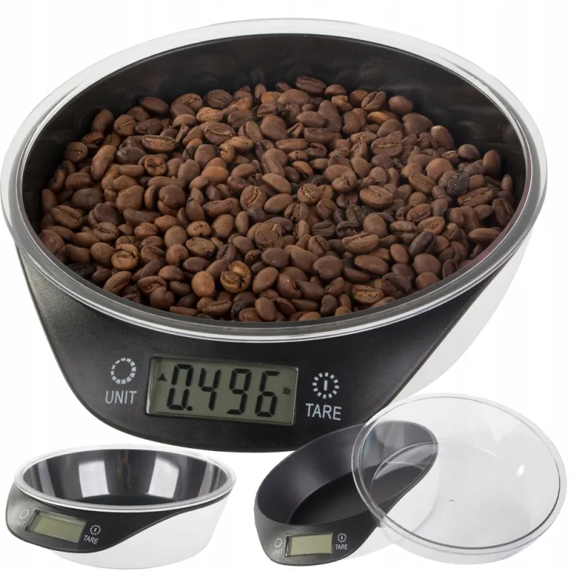 Dizajnerska kuhinjska tehtnica 5 kg s posodo TARE / Črna