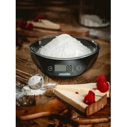 Dizajnerska kuhinjska tehtnica 5 kg s posodo TARE / Črna