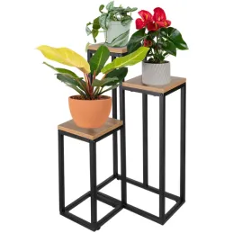 3-delno stojalo za rože GARDEN / Črna – les