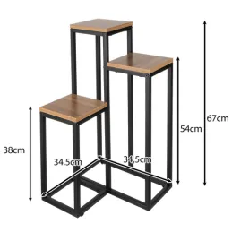 3-delno stojalo za rože GARDEN / Črna – les