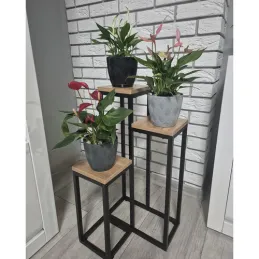3-delno stojalo za rože GARDEN / Črna – les