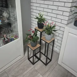 3-delno stojalo za rože GARDEN / Črna – les