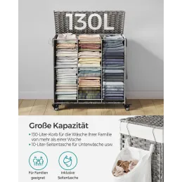 Košara za perilo iz ratana ASTRA 140 l / Črna