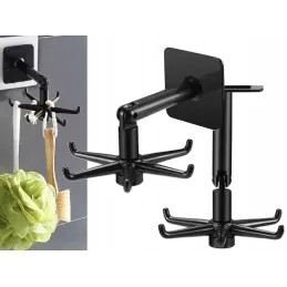 Samolepilni vrtljivi obešalnik ROTARA / mat črn