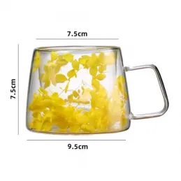 Termo skodelica za napitke s cvetlicami FLOWER GLASS 180 ml / rumena