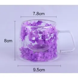 Termo skodelica za napitke s cvetlicami FLOWER GLASS 180 ml / zelena